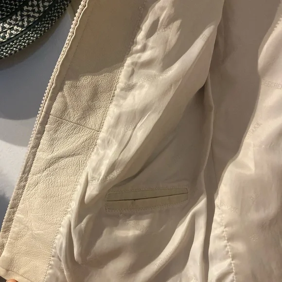 Cream Leather Jacket - Picture 8 of 12